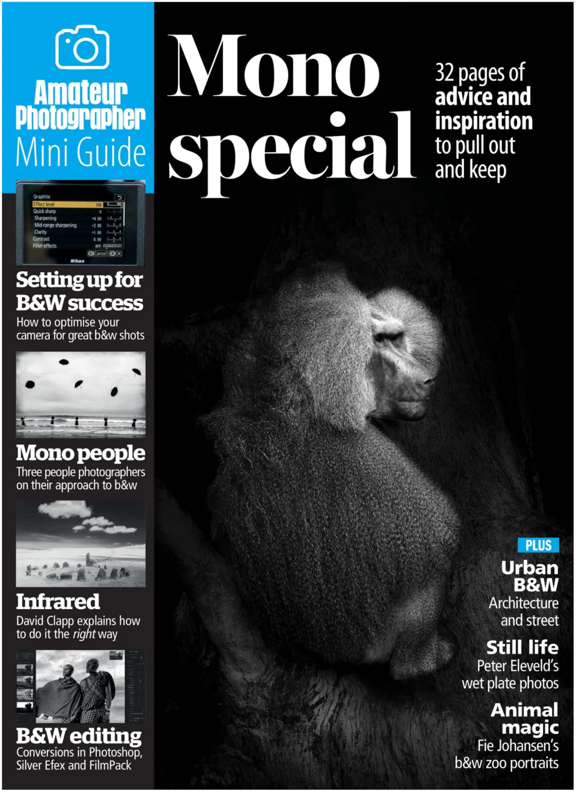 Amateur Photographer cover featuring Fie Johansen’s hamadryas baboon portrait